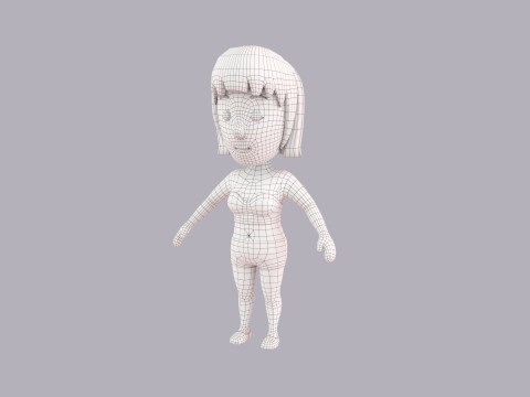 Cartoon Female Character Rigged 098 3D Model