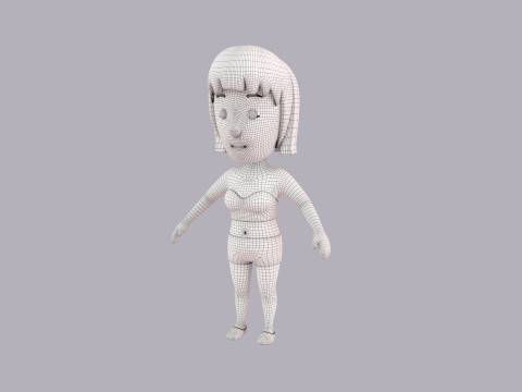Cartoon Female Character Rigged 098 3D Model