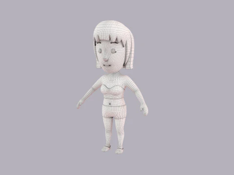 Cartoon Female Character Rigged 098 3D Model