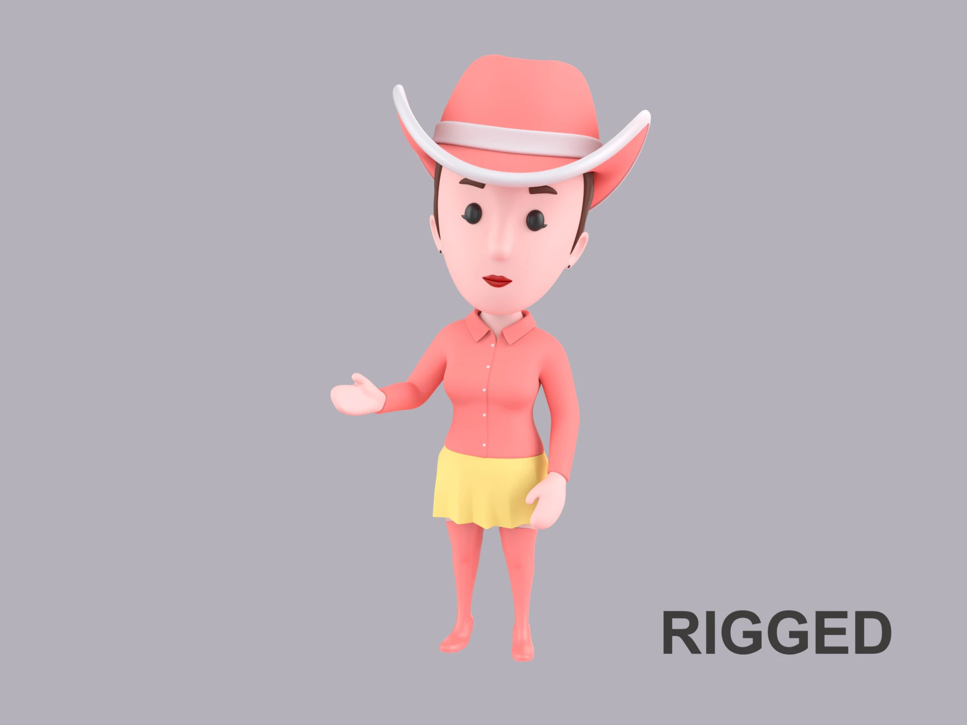 Cartoon Female Character Rigged 099 3D Model .c4d .max .obj .3ds .fbx .stl .blend 