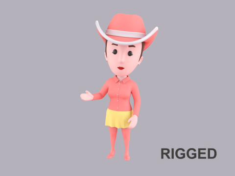 Cartoon Female Character Rigged 099 Modelo 3D