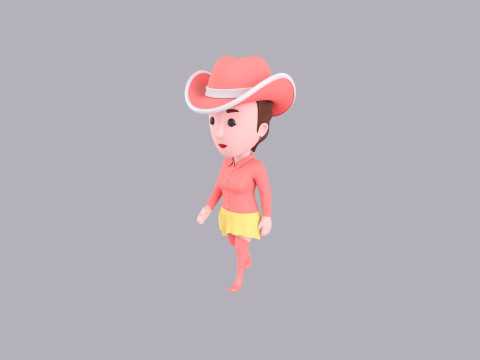 Cartoon Female Character Rigged 099 3D Model