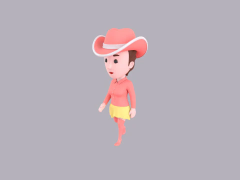 Cartoon Female Character Rigged 099 3D Model