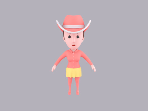 Cartoon Female Character Rigged 099 3D Model