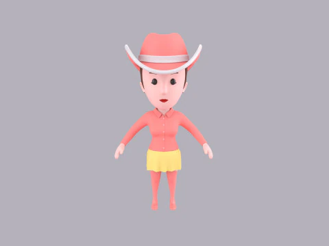 Cartoon Female Character Rigged 099 3D Model