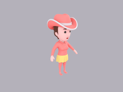Cartoon Female Character Rigged 099 3D Model