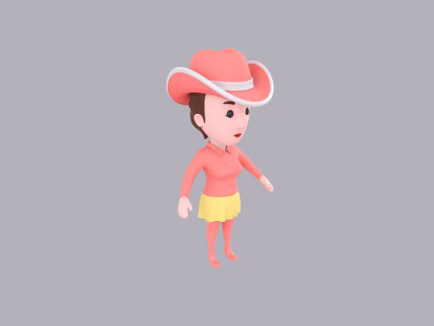 Cartoon Female Character Rigged 099 3D Model