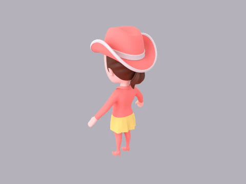 Cartoon Female Character Rigged 099 3D Model