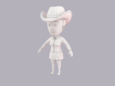 Cartoon Female Character Rigged 099 3D Model