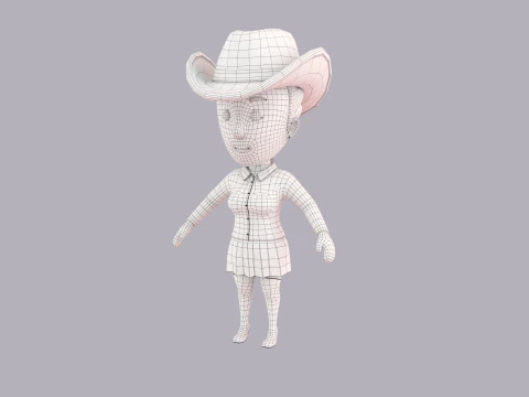 Cartoon Female Character Rigged 099 3D Model