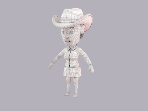 Cartoon Female Character Rigged 099 3D Model
