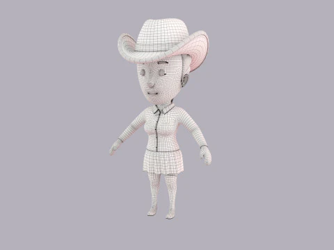 Cartoon Female Character Rigged 099 3D Model