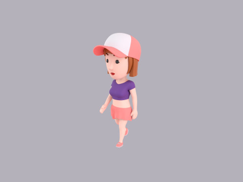 Cartoon Female Character Rigged 100 3D 모델