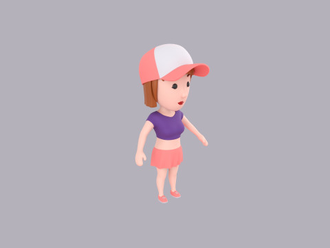 Cartoon Female Character Rigged 100 3D 모델
