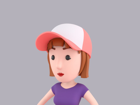Cartoon Female Character Rigged 100 3D 모델