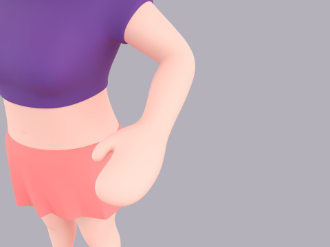 Cartoon Female Character Rigged 100 3D 모델