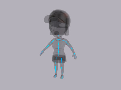 Cartoon Female Character Rigged 100 3D 모델