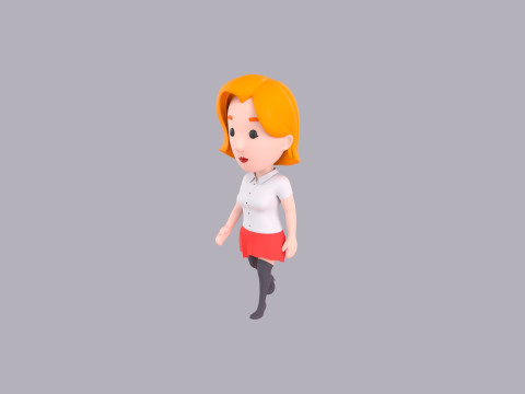Cartoon Female Character Rigged 101 3D Model