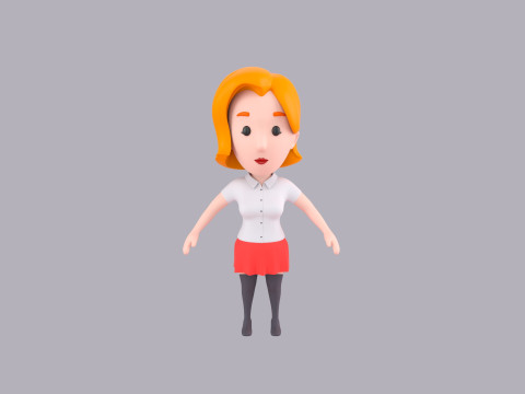 Cartoon Female Character Rigged 101 3D Model
