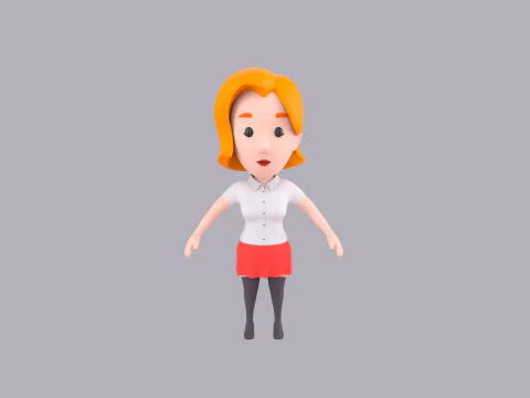 Cartoon Female Character Rigged 101 3D Model