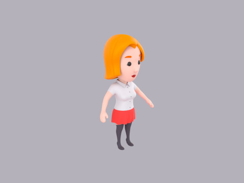 Cartoon Female Character Rigged 101 3D Model