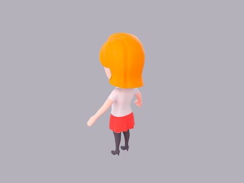 Cartoon Female Character Rigged 101 3D Model