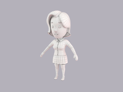 Cartoon Female Character Rigged 101 3D Model