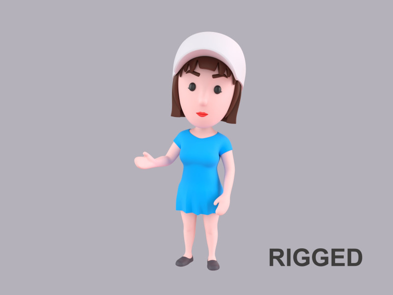 Cartoon Female Character Rigged 102 Modèle 3D .c4d .max .obj .3ds .fbx .stl .blend