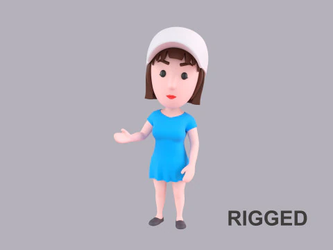 漫画の女性キャラクターが装備されています 102 3Dモデル