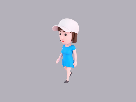 Cartoon Female Character Rigged 102 Modèle 3D