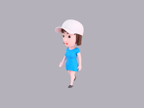 Cartoon Female Character Rigged 102 3D Model