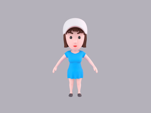 Cartoon Female Character Rigged 102 Modèle 3D