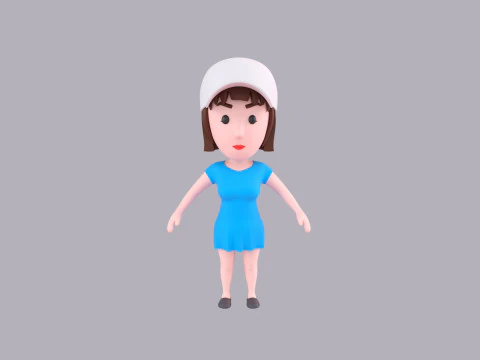 Cartoon Female Character Rigged 102 3D Model