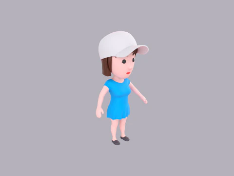 Cartoon Female Character Rigged 102 3D Model