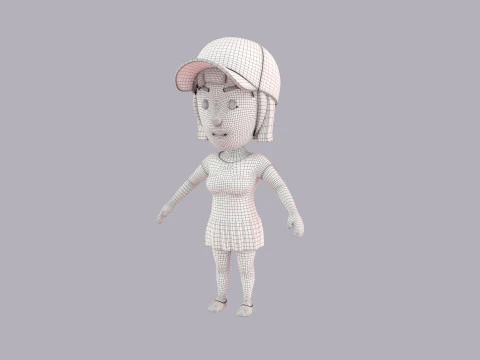 Cartoon Female Character Rigged 102 3D Model