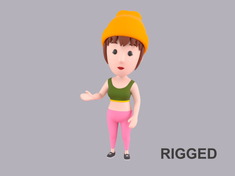 Cartoon Female Character Rigged 103 3D Model