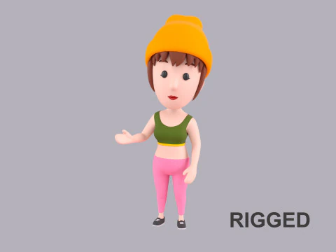 Personaggio femminile dei cartoni animati truccato 103 Modello 3D