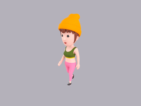Cartoon Female Character Rigged 103 3D Modell