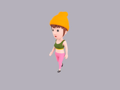 Cartoon Female Character Rigged 103 3D Model