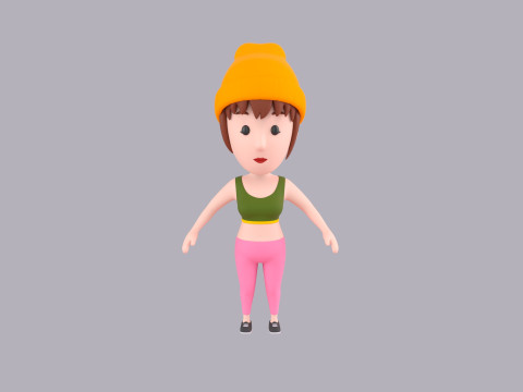 Cartoon Female Character Rigged 103 3D Modell