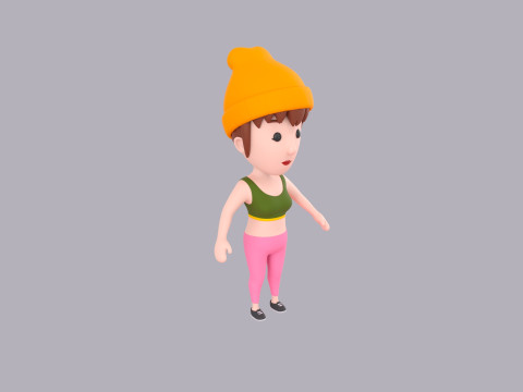 Cartoon Female Character Rigged 103 3D Modell