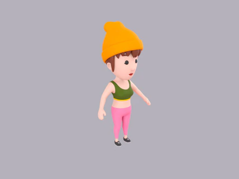 Cartoon Female Character Rigged 103 3D Model