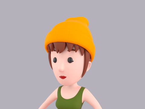 Cartoon Female Character Rigged 103 3D Modell