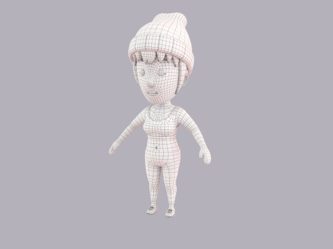 Cartoon Female Character Rigged 103 3D Modell