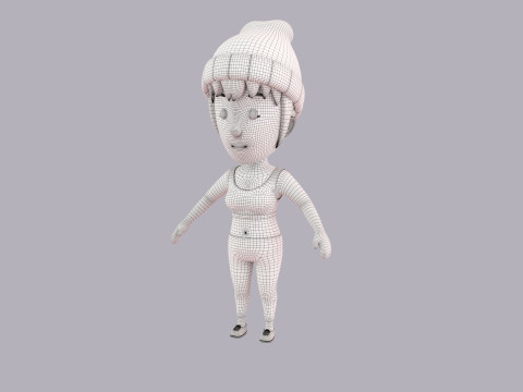 Cartoon Female Character Rigged 103 3D Modell