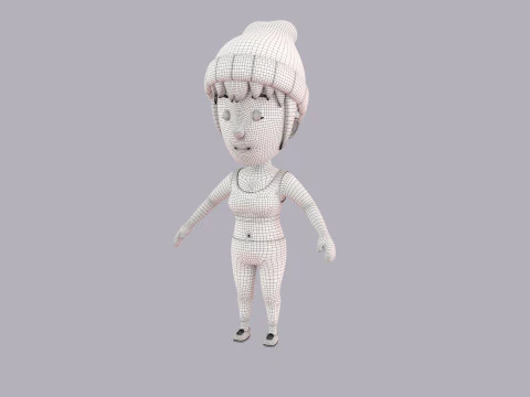 Cartoon Female Character Rigged 103 3D Model