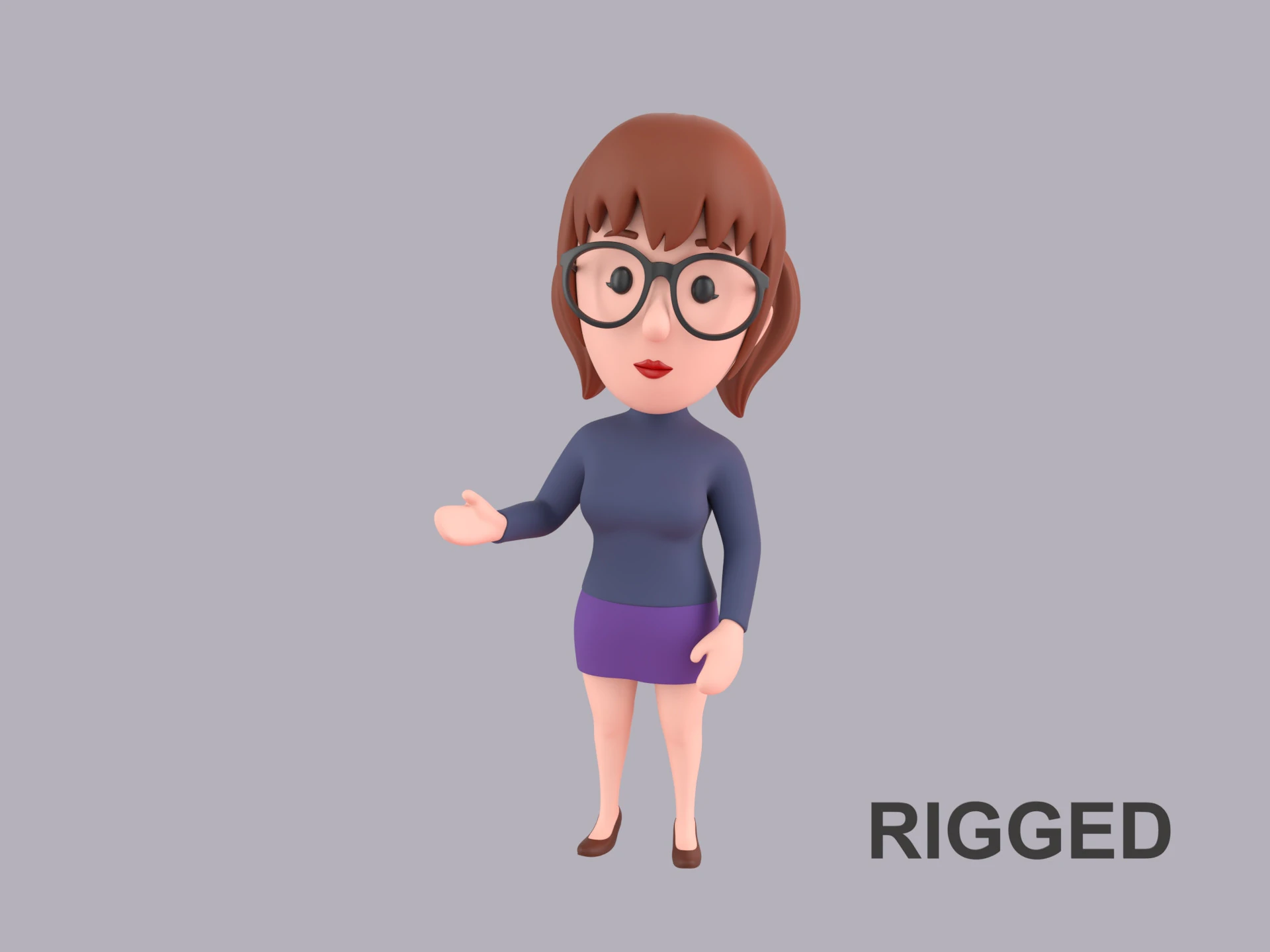 Cartoon Female Character Rigged 104 3D Model .c4d .max .obj .3ds .fbx .stl .blend 