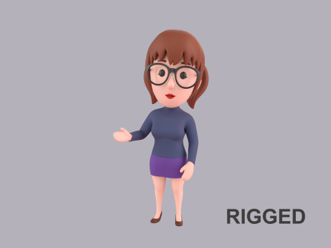 Cartoon Female Character Rigged 104 3D Model