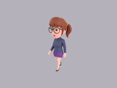 Cartoon Female Character Rigged 104 3D Model