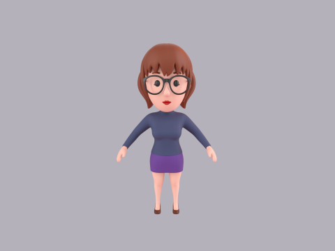 Cartoon Female Character Rigged 104 3D मॉडल
